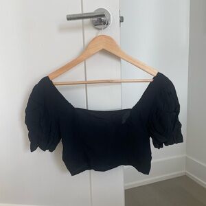 Urban Outfitters Black Puff Sleeve Crop Top